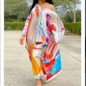 New Multicolor Kaftan Maxi Dress Size XL